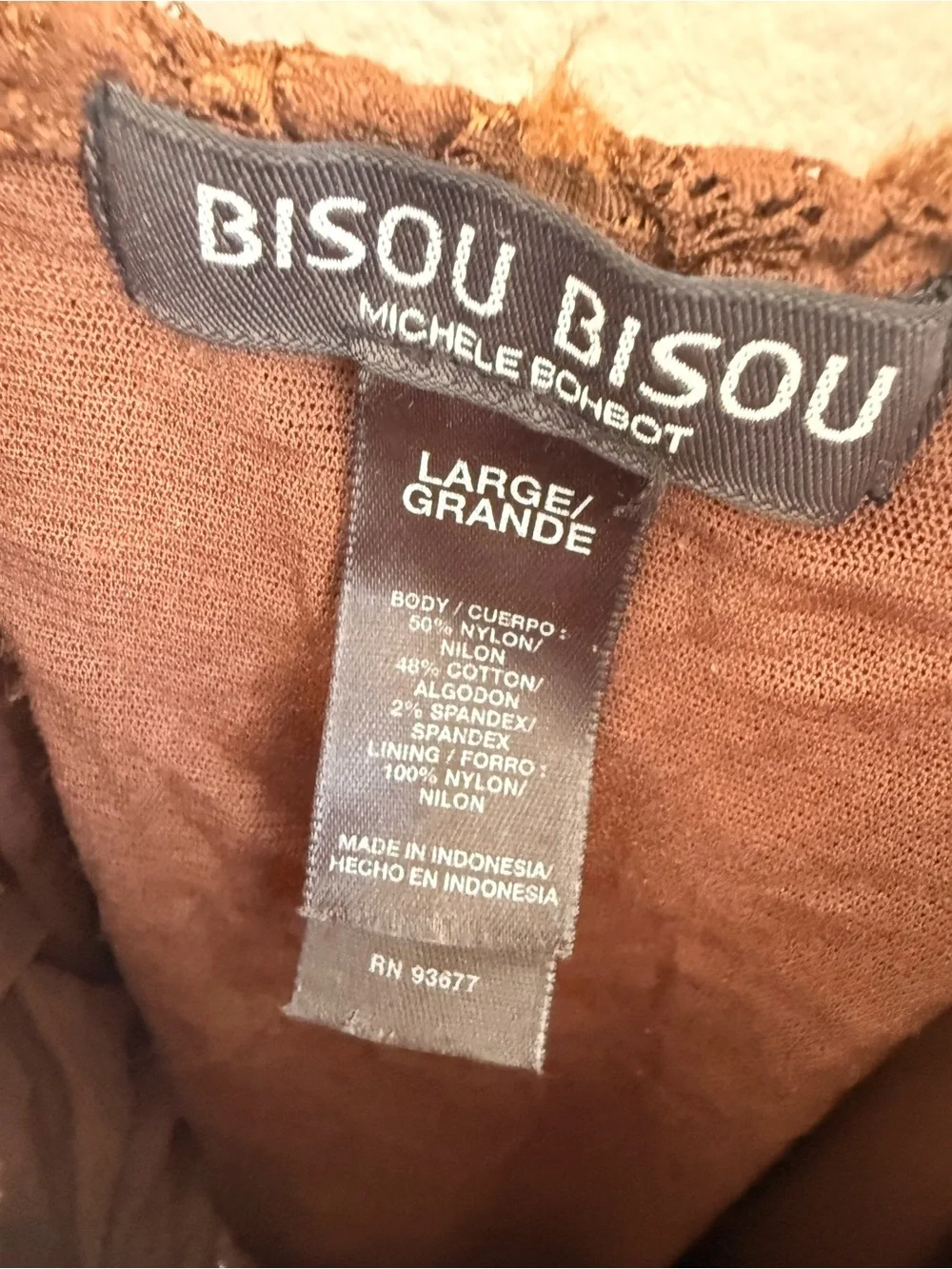 Vintage Bisou Bisou Brown Lace Trim Tank Top - Picture 2 of 3